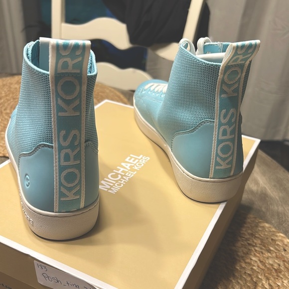 Michael Kors Sky Blue High-Top Sneakers - Picture 1 of 9